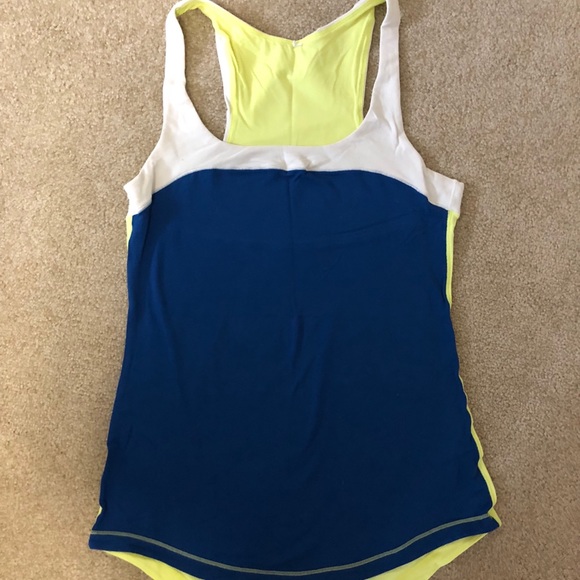 Lululemon racerback tank top navy white yellow 2 - Picture 3 of 3